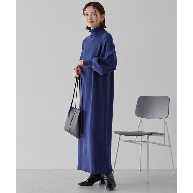 バイパチモックネックニットワンピース＜静電気軽減＞[品番