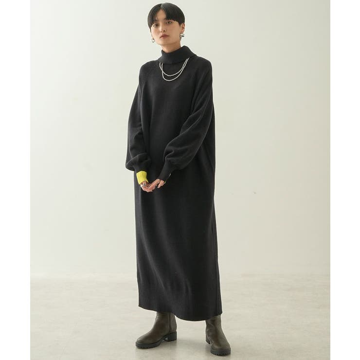 バイパチモックネックニットワンピース＜静電気軽減＞ | AMERICAN HOLIC | 詳細画像8 