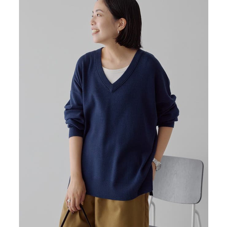 バイパチVネックニットプルオーバー＜静電気軽減＞ | AMERICAN HOLIC | 詳細画像2 