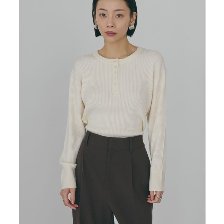 アイボリー | バイパチヘンリーネックリブニットプルオーバー＜静電気軽減＞ | AMERICAN HOLIC