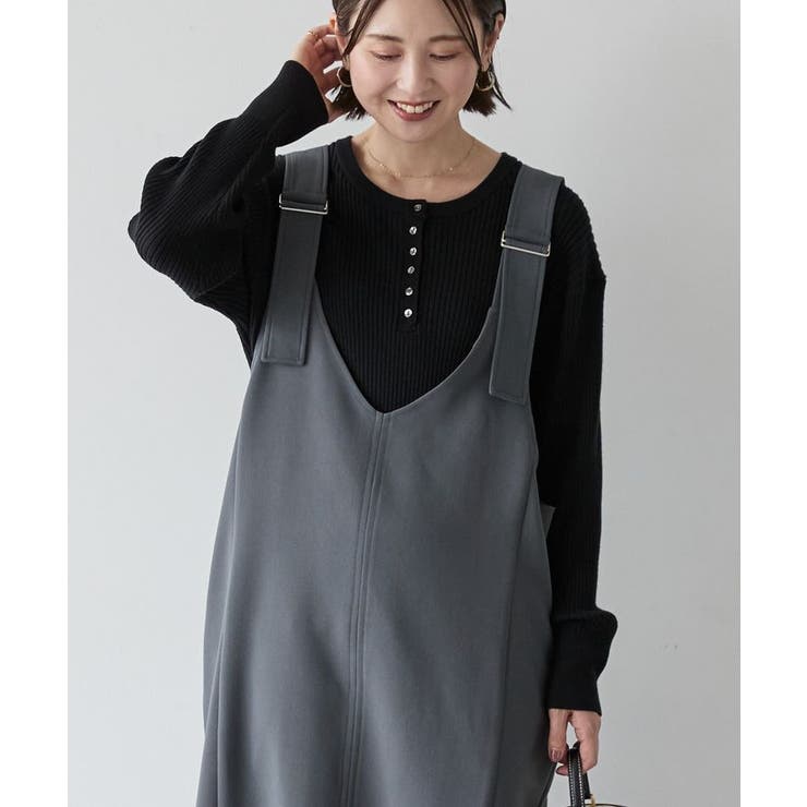 ブラック | バイパチヘンリーネックリブニットプルオーバー＜静電気軽減＞ | AMERICAN HOLIC