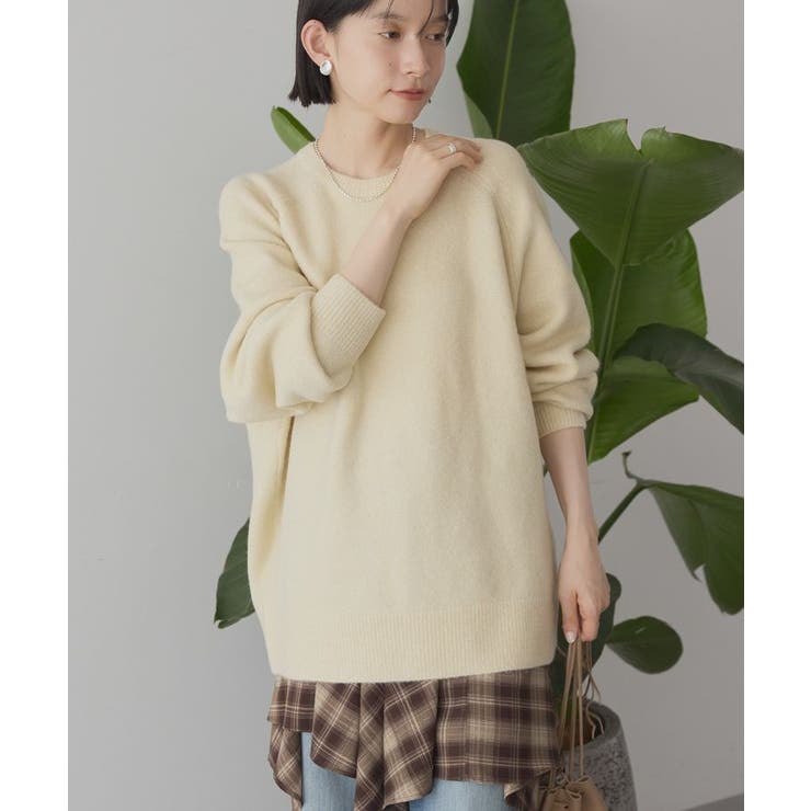 アイボリー | ラグランラメニットプルオーバー | AMERICAN HOLIC