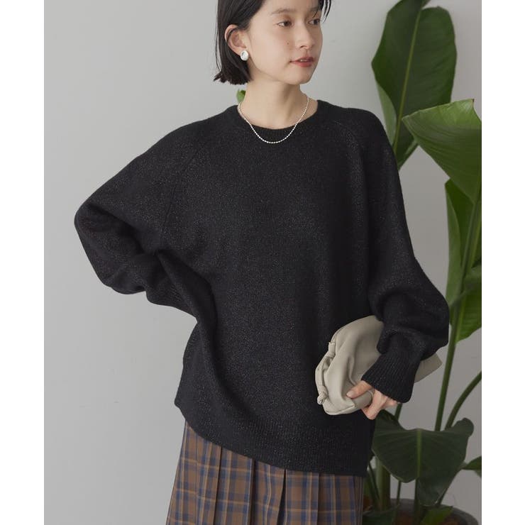 ブラック | ラグランラメニットプルオーバー | AMERICAN HOLIC