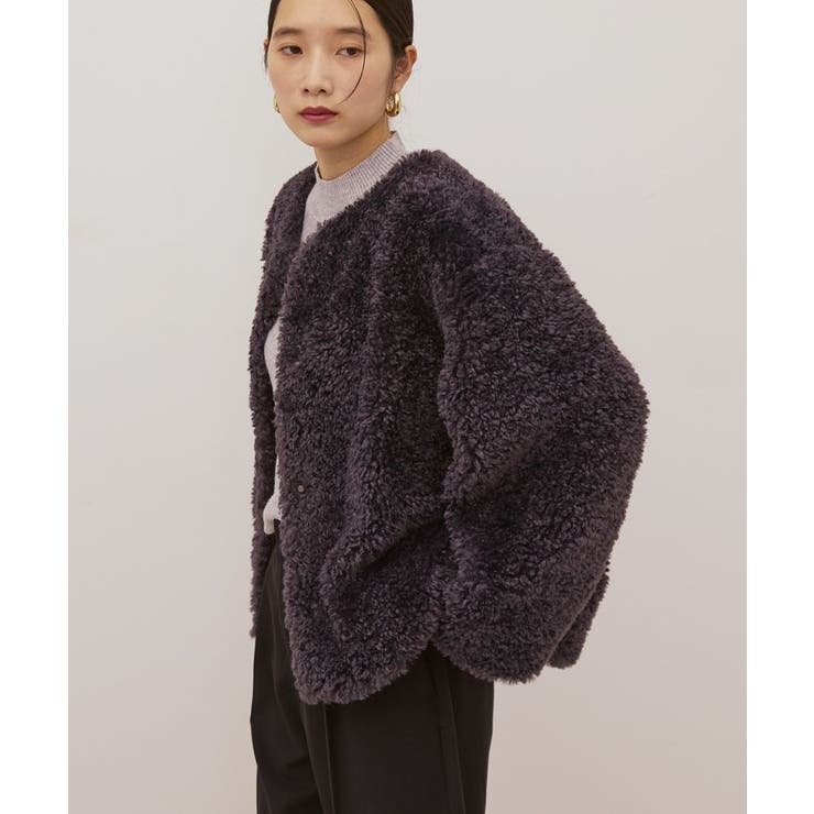 ノーカラーフェイクファーコート | AMERICAN HOLIC | 詳細画像9 