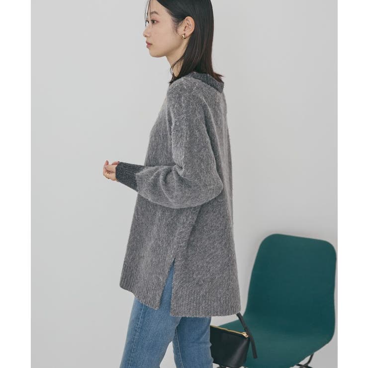 起毛バイカラーニットプルオーバー | AMERICAN HOLIC | 詳細画像10 