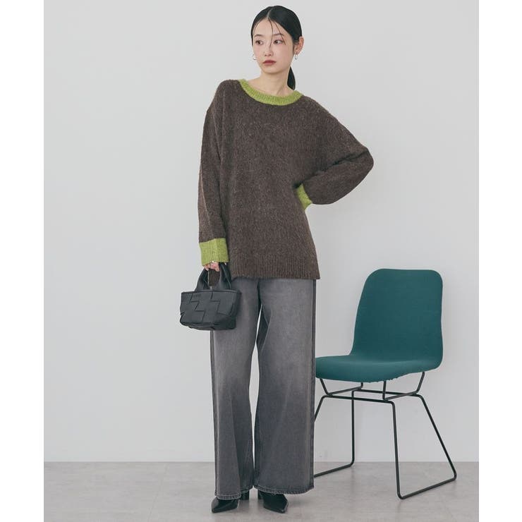 起毛バイカラーニットプルオーバー | AMERICAN HOLIC | 詳細画像5 