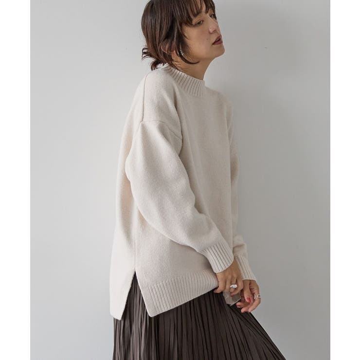 アイボリー | サイドスリットハイネックニットプルオーバー | AMERICAN HOLIC