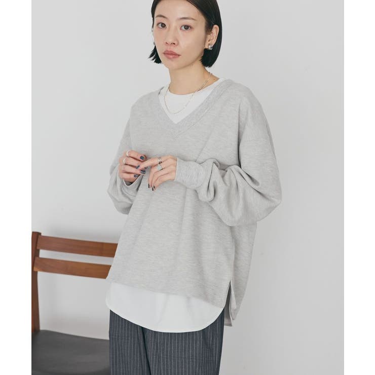 Vネックスムース起毛プルオーバー[品番：EHEW0051377]｜AMERICAN HOLIC