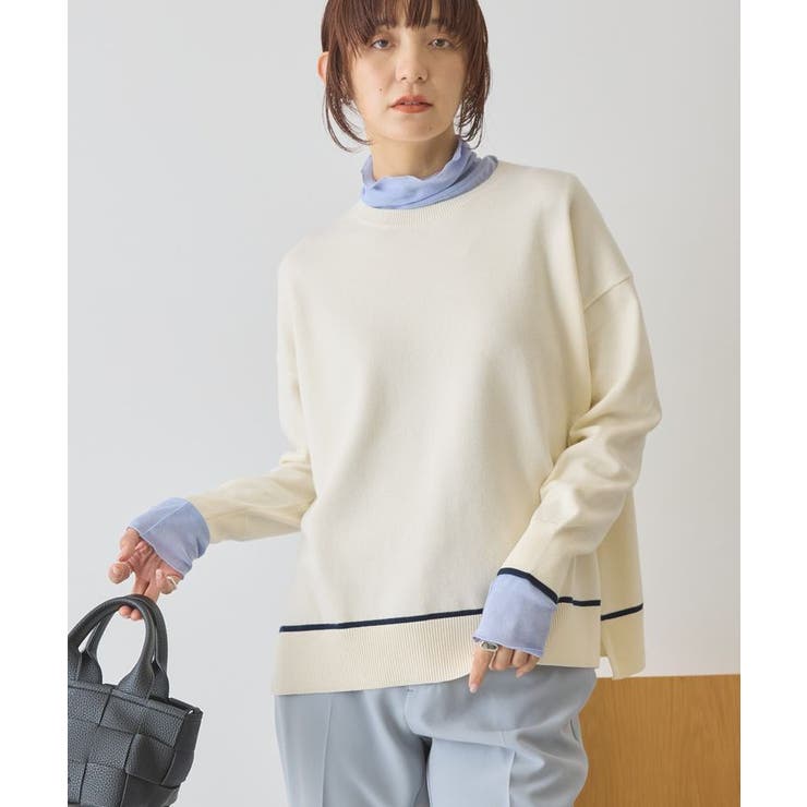 バイカラークルーネックニットプルオーバー | AMERICAN HOLIC | 詳細画像12 