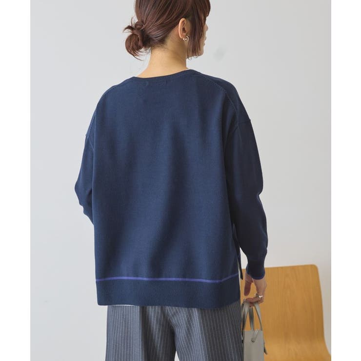 バイカラークルーネックニットプルオーバー | AMERICAN HOLIC | 詳細画像20 