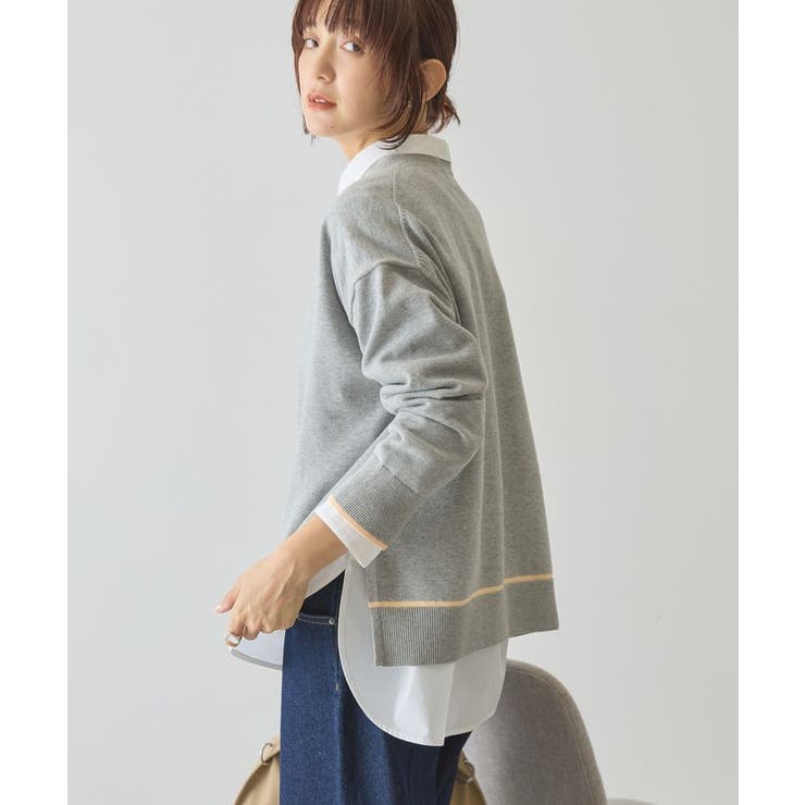 バイカラークルーネックニットプルオーバー | AMERICAN HOLIC | 詳細画像2 