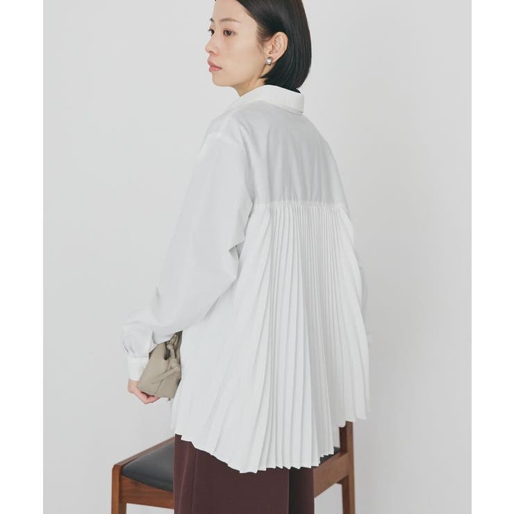 オフホワイト | 【イージーケア】バックプリーツシャツ | AMERICAN HOLIC