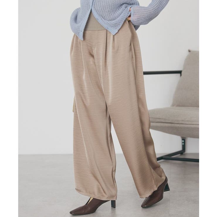 ベージュ | サテンリラックスイージーパンツ | AMERICAN HOLIC