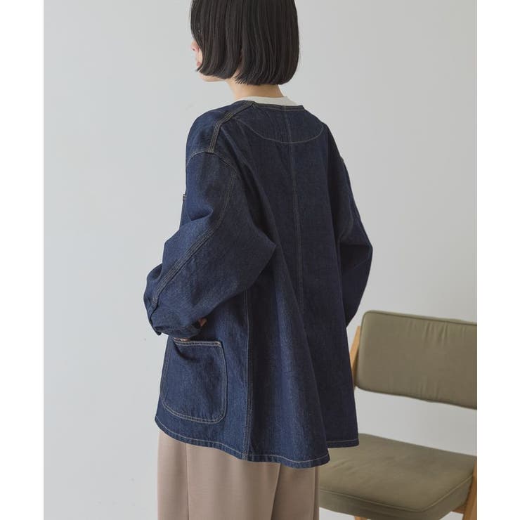 ノーカラーデニムカバーオール | AMERICAN HOLIC | 詳細画像10 