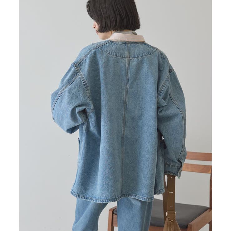 ノーカラーデニムカバーオール | AMERICAN HOLIC | 詳細画像4 