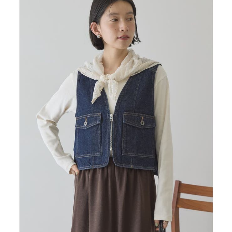 ショート丈デニムベスト | AMERICAN HOLIC | 詳細画像8 