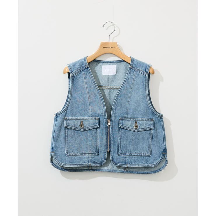 ショート丈デニムベスト | AMERICAN HOLIC | 詳細画像13 