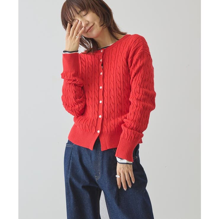 レッド | ケーブルニットカーディガン | AMERICAN HOLIC