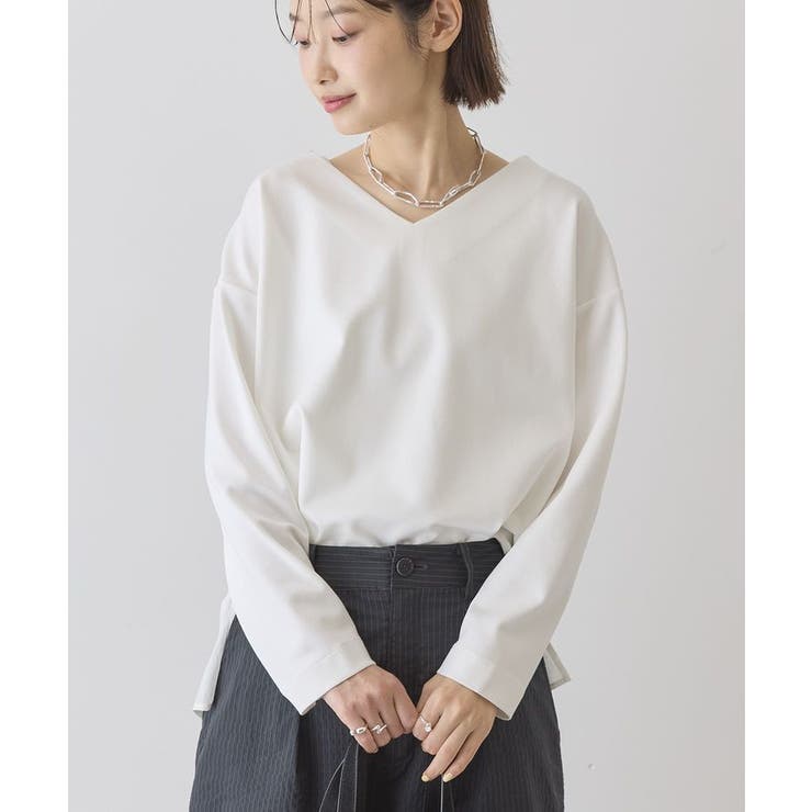 Vネック裾異素材ポンチプルオーバー | AMERICAN HOLIC | 詳細画像12 