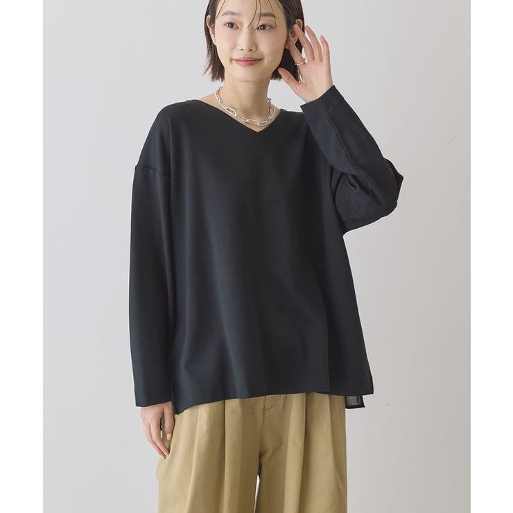 Vネック裾異素材ポンチプルオーバー | AMERICAN HOLIC | 詳細画像18 