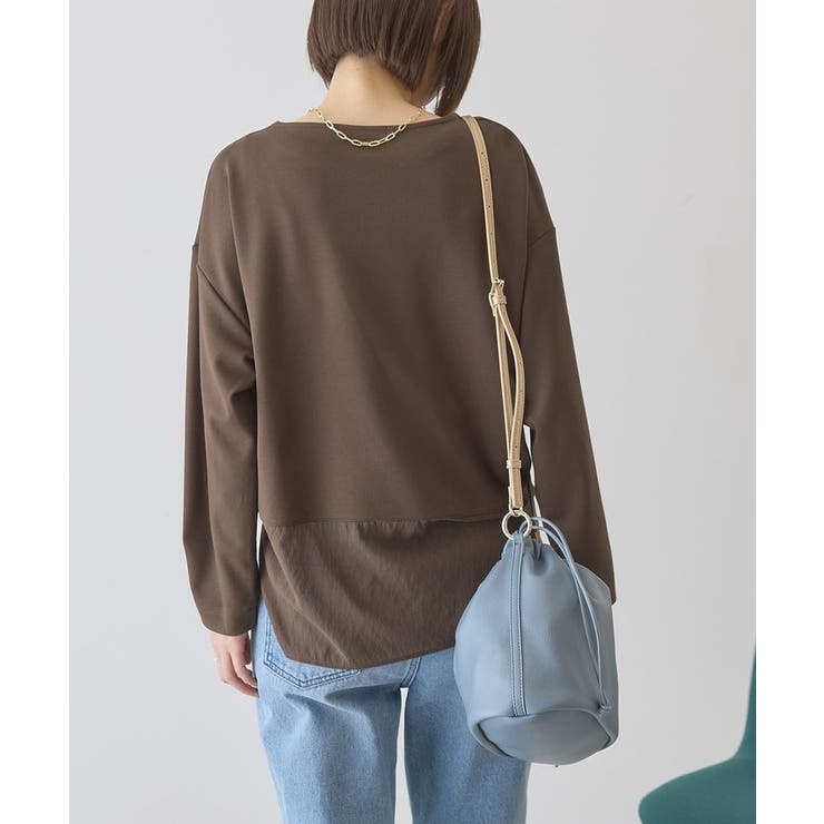 Vネック裾異素材ポンチプルオーバー | AMERICAN HOLIC | 詳細画像4 