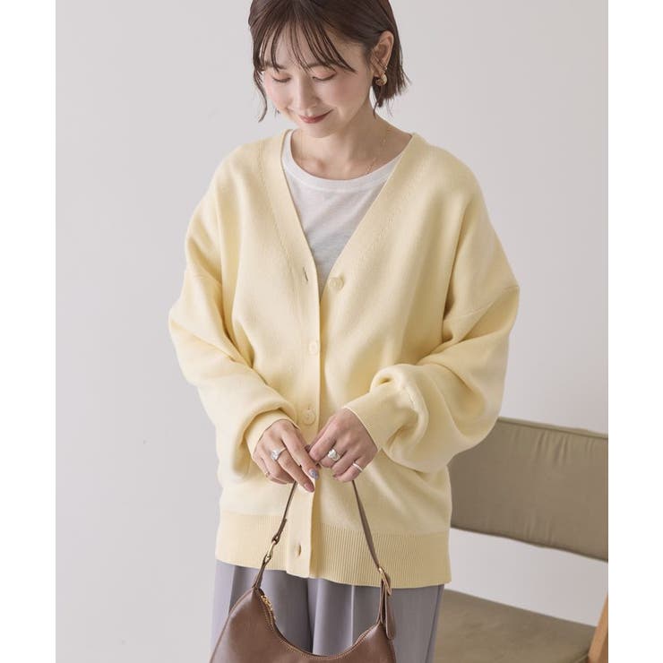 イエロー | Vネックニットカーディガン | AMERICAN HOLIC