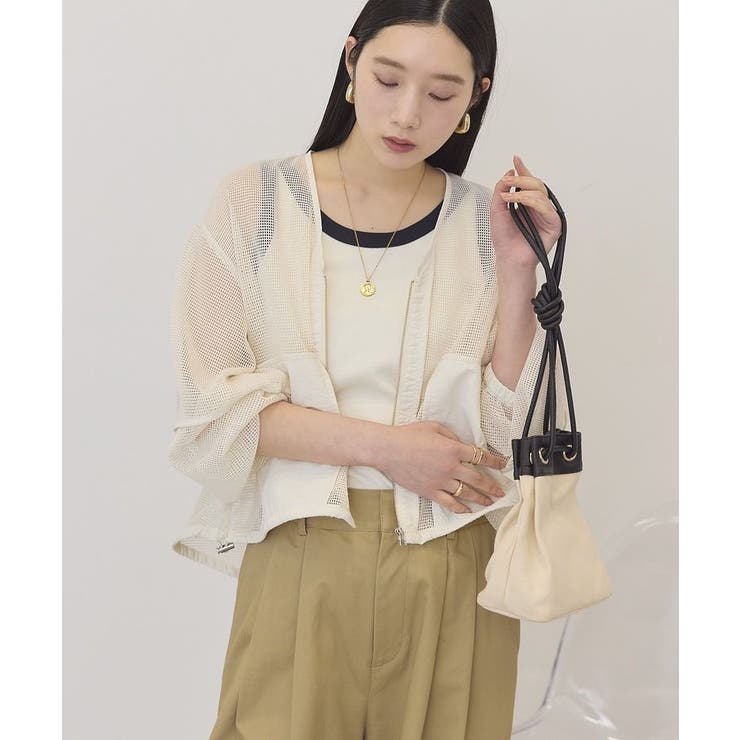 アイボリー | メッシュ異素材ブルゾン | AMERICAN HOLIC