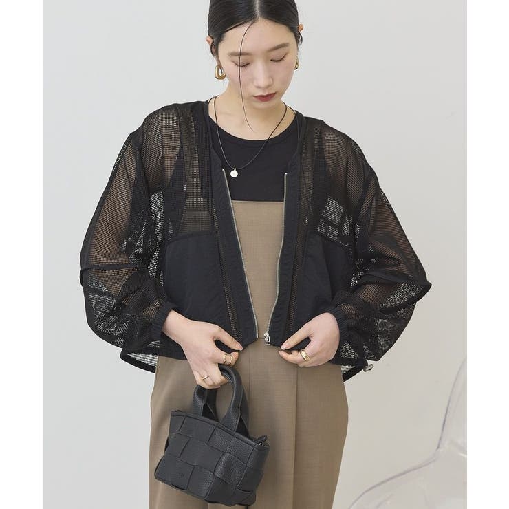 ブラック | メッシュ異素材ブルゾン | AMERICAN HOLIC