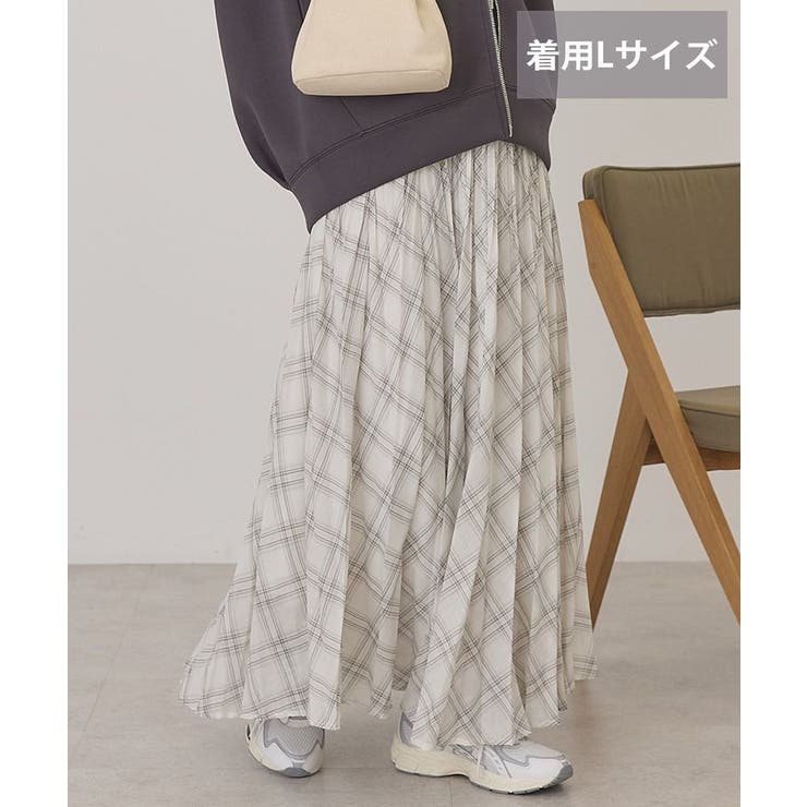 アイボリー | 【選べる丈】チェックシアープリーツスカート | AMERICAN HOLIC