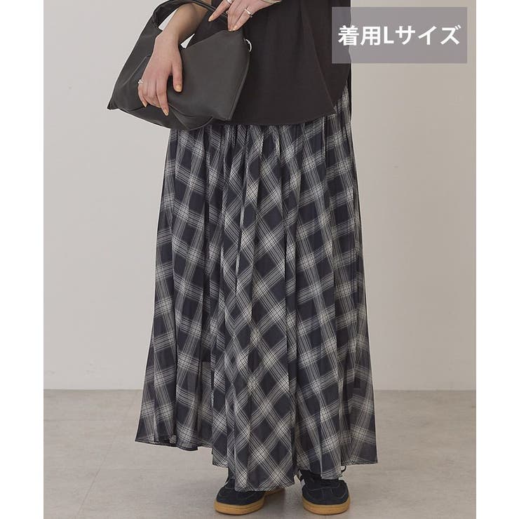 チャコールグレー | 【選べる丈】チェックシアープリーツスカート | AMERICAN HOLIC
