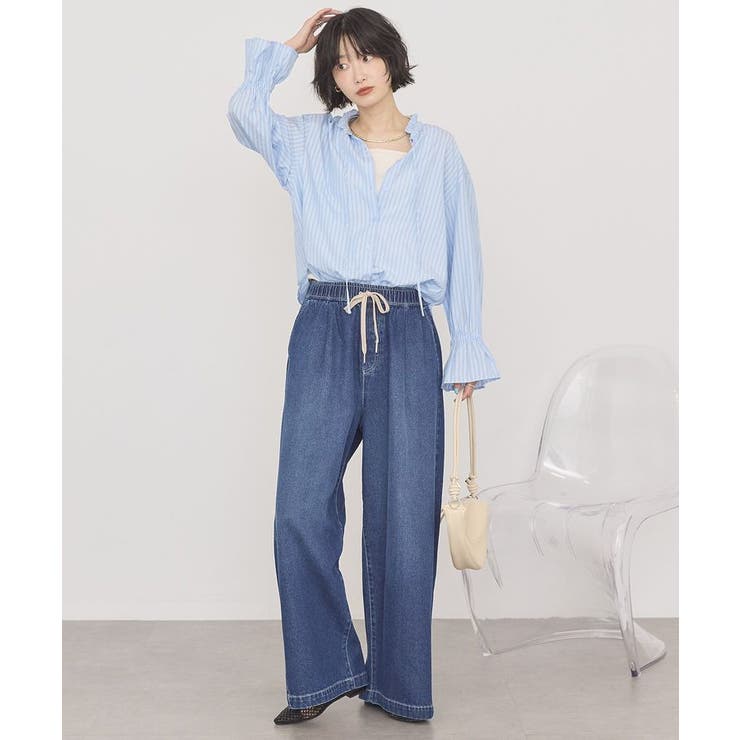 スタンドフリルストライプスキッパーブラウス | AMERICAN HOLIC | 詳細画像14 