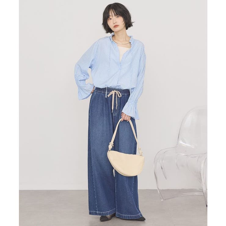 スタンドフリルストライプスキッパーブラウス | AMERICAN HOLIC | 詳細画像15 