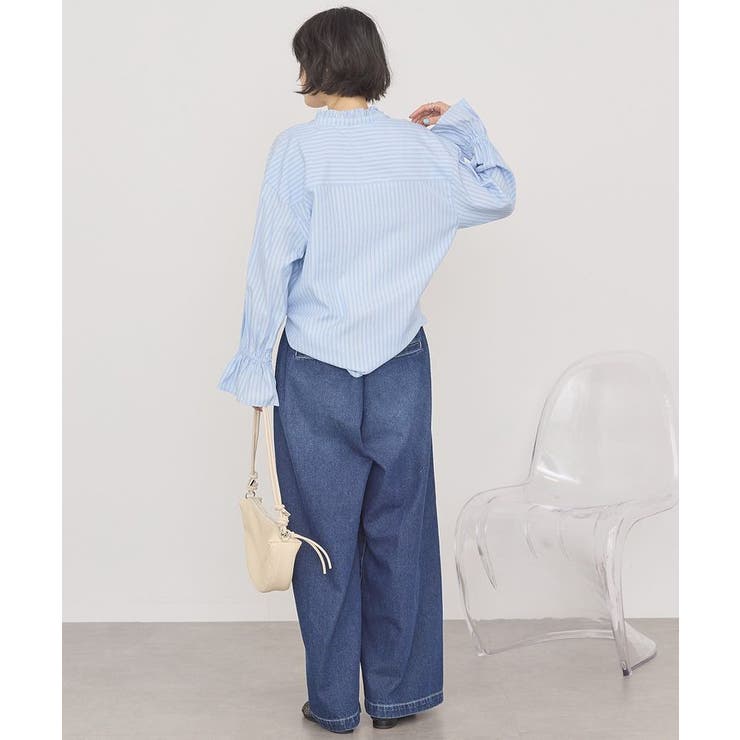 スタンドフリルストライプスキッパーブラウス | AMERICAN HOLIC | 詳細画像17 