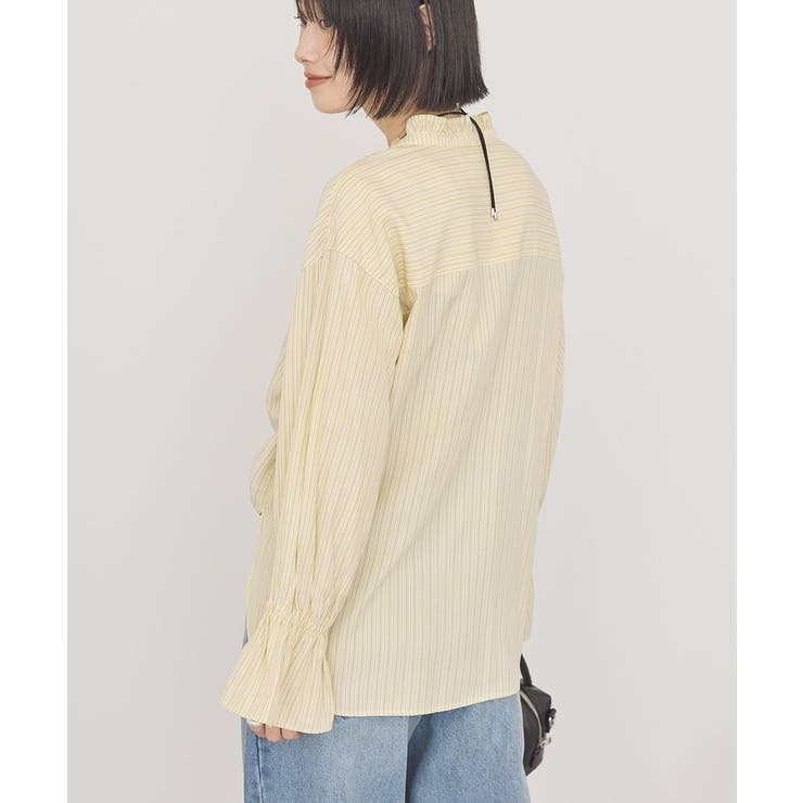 スタンドフリルストライプスキッパーブラウス | AMERICAN HOLIC | 詳細画像2 