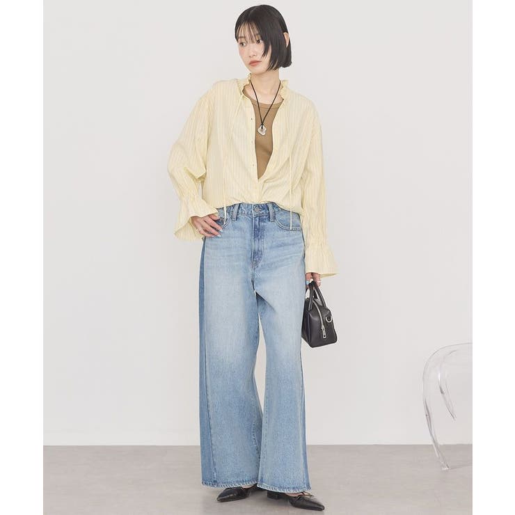 スタンドフリルストライプスキッパーブラウス | AMERICAN HOLIC | 詳細画像7 