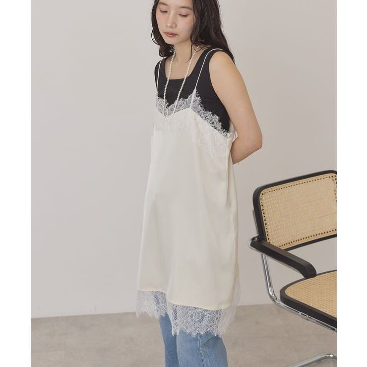 アイボリー | レースサテンキャミワンピース | AMERICAN HOLIC