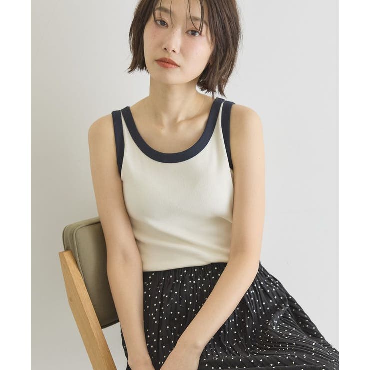 アイボリー | 【抗菌防臭】バイカラーテレコタンクトップ | AMERICAN HOLIC