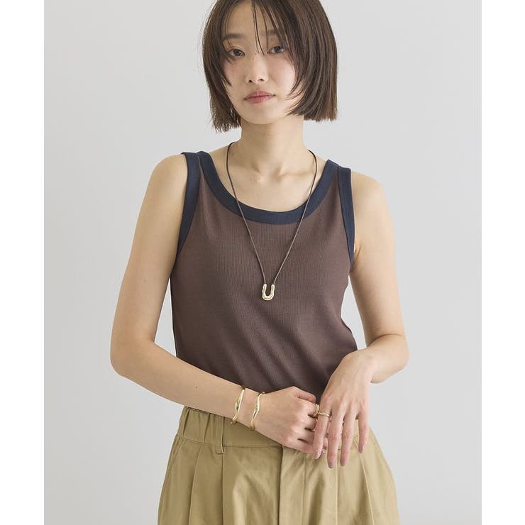 ブラウン | 【抗菌防臭】バイカラーテレコタンクトップ | AMERICAN HOLIC