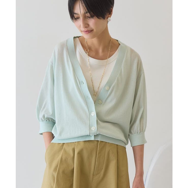 【抗菌防臭】5分袖シアーVネックニットカーディガン | AMERICAN HOLIC | 詳細画像11 