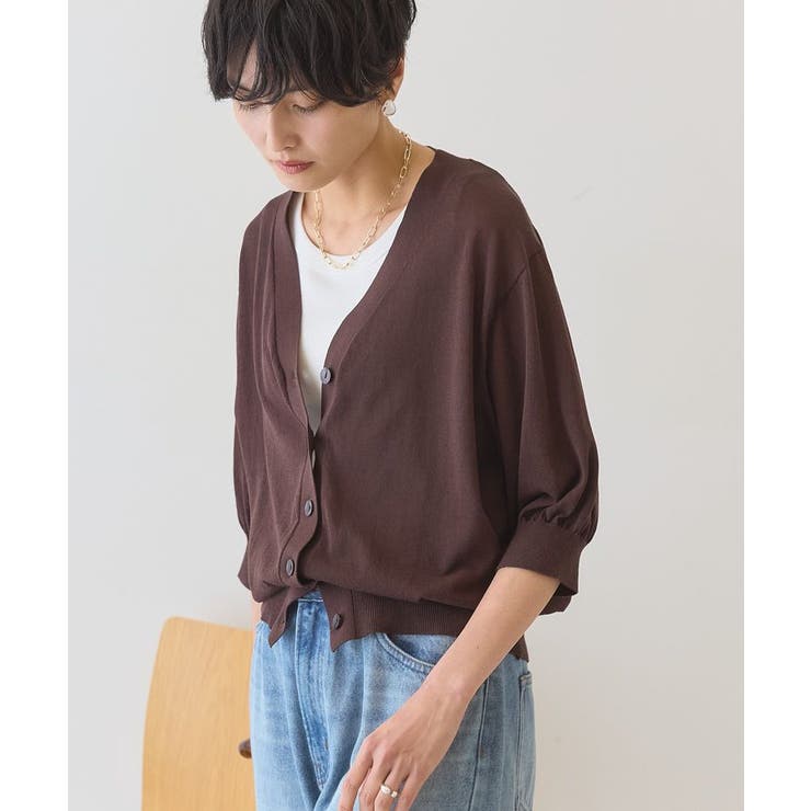 【抗菌防臭】5分袖シアーVネックニットカーディガン | AMERICAN HOLIC | 詳細画像2 
