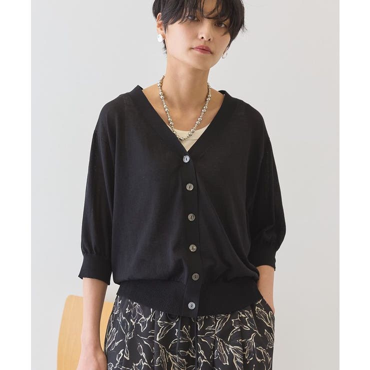 【抗菌防臭】5分袖シアーVネックニットカーディガン | AMERICAN HOLIC | 詳細画像25 