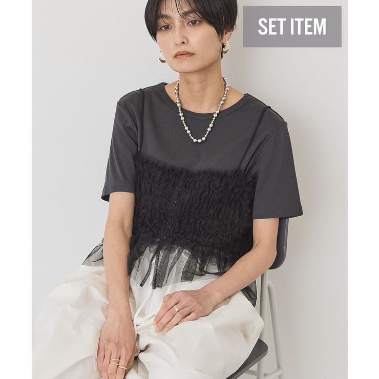 【2点セット】半袖Tシャツ＋チュールビスチェ | AMERICAN HOLIC | 詳細画像16 