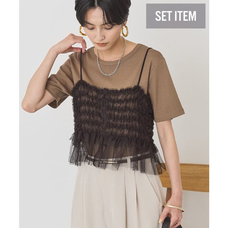 【2点セット】半袖Tシャツ＋チュールビスチェ | AMERICAN HOLIC | 詳細画像34 