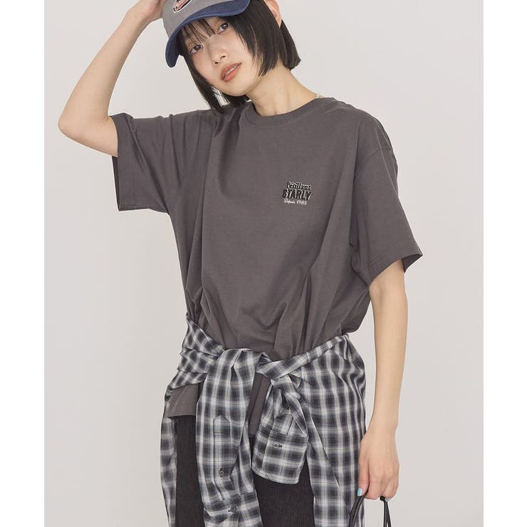 チャコールグレー | STARLY 刺繍ロゴTシャツ | AMERICAN HOLIC