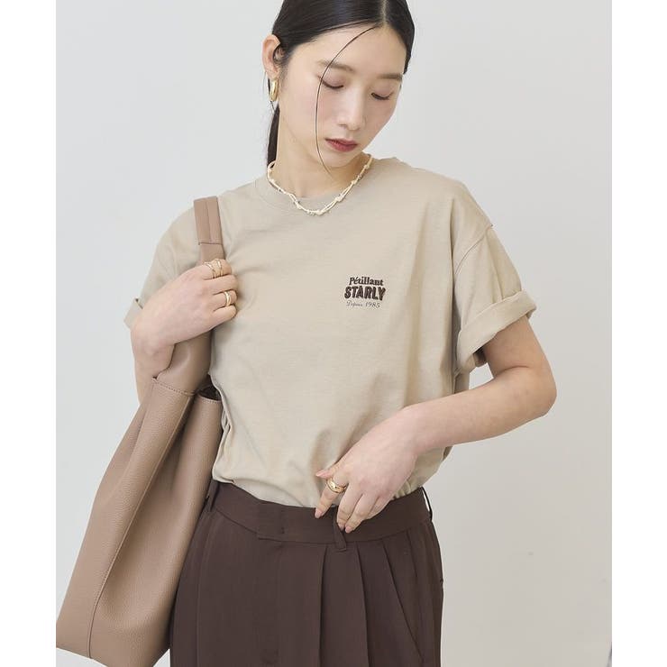 モカ | STARLY 刺繍ロゴTシャツ | AMERICAN HOLIC