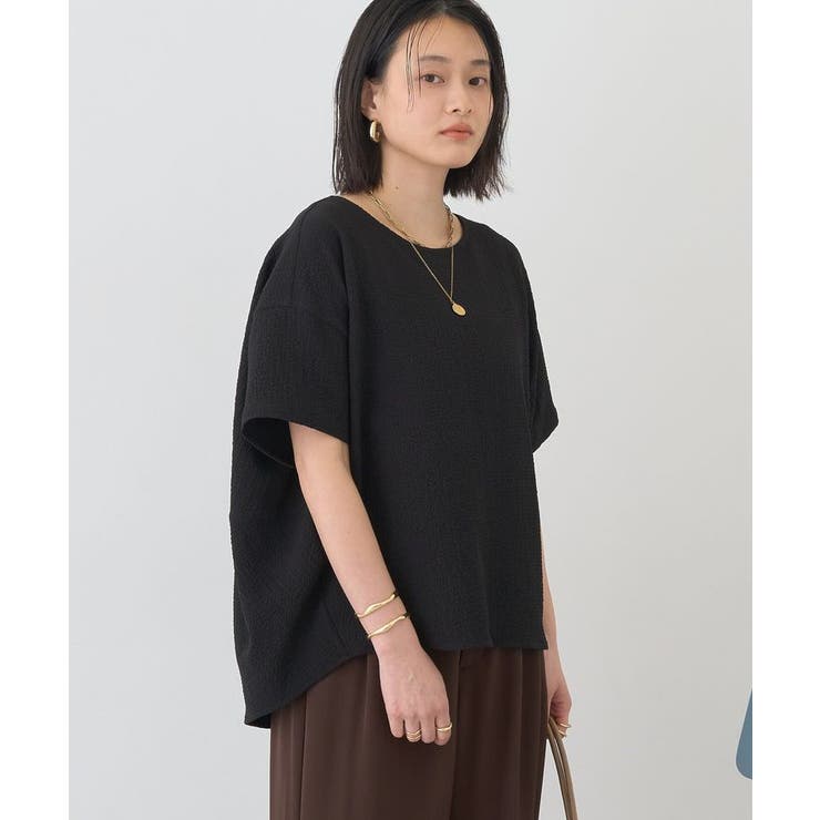 ブラック | 【UVカット】サッカーコクーンブラウス | AMERICAN HOLIC