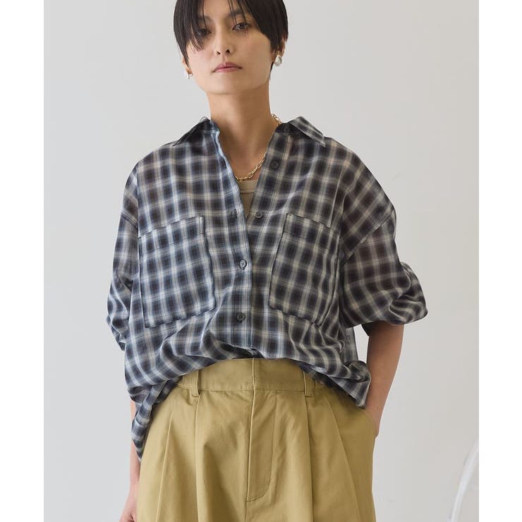 【接触冷感・イージーケア】シアーチェックシャツ | AMERICAN HOLIC | 詳細画像16 