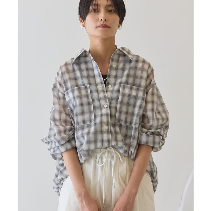 ライトグレー | 【接触冷感・イージーケア】シアーチェックシャツ | AMERICAN HOLIC