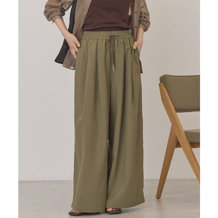 カーキ | 【マルチ機能】ドライタッチワイドパンツ | AMERICAN HOLIC