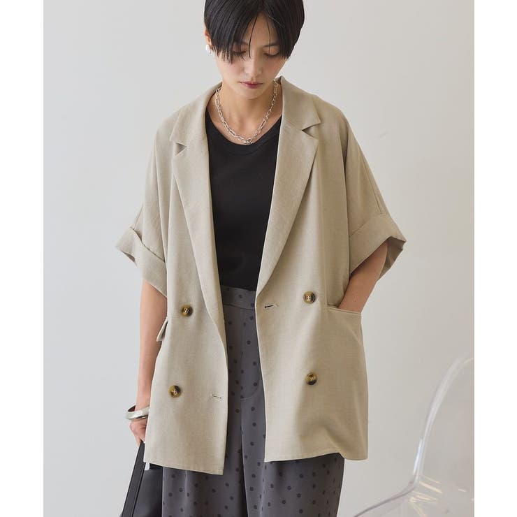 【接触冷感・イージーケア】リネンライク半袖ジャケット | AMERICAN HOLIC | 詳細画像1 